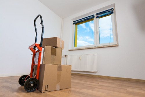 Securely arranged items inside a moving van to prevent shifting