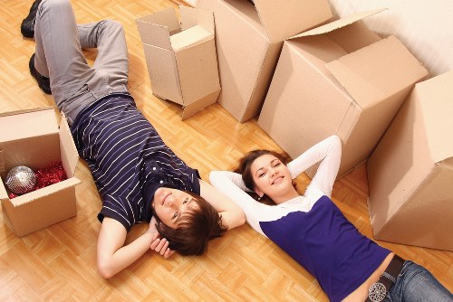 Furniture and boxes prepared for a residential move in Notting Hill